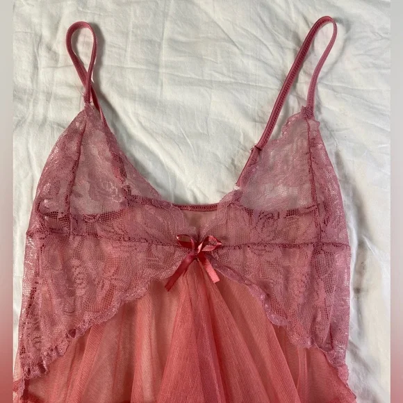 Vintage Y2k Sheer Pink Lace Hanky Hem Fairy Cami Top Whimsigoth Fairy - Picture 6 of 16